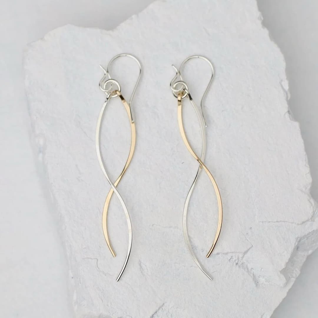 Eclipse Earrings — dual-metal drop earrings in white gold and yellow gold — product