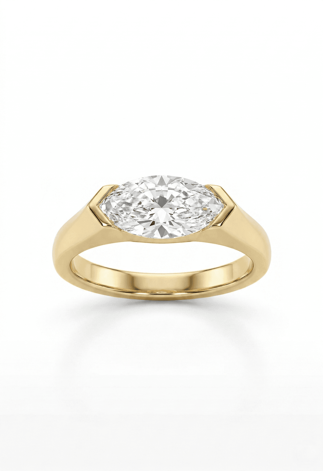 Lady Alpha Ring — women's signet ring with marquise diamond — product